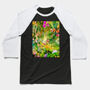 Cool tropical floral leaves botanical illustration, tropical plants,leaves and flowers, yellow leaves pattern Baseball T-Shirt